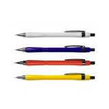 Creion mecanic 0.7mm, varf retractabil, corp color, clip si accesorii metalice, pretabil pentru personalizare