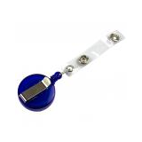 Snur retractabil cu clip pentru buzunar ecuson, plastic, diametru 32 mm, lungime max 75 cm - albastru