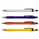 Creion mecanic 0.7mm, varf retractabil, corp color, clip si accesorii metalice, pretabil pentru personalizare