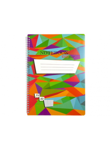 Caiet A4 cu spira metalica, 4 perforatii pt indosariere, 80 file - matematica