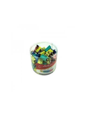 Clip hartie 15mm 60 buc, culori asortate/cutie plastic