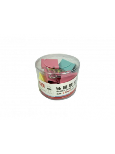 Clip hartie 51mm 12 buc, culori asortate/cutie plastic