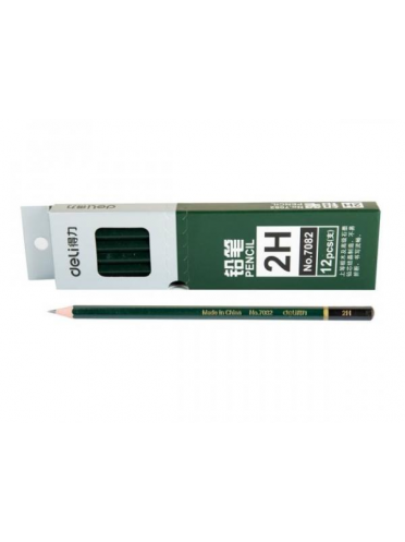 Creion grafit 2H fara radiera, ascutit, Deli 7082