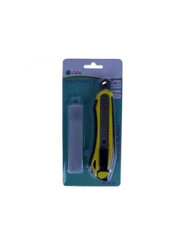Cutter mare (18 mm) cu sina metalica, rubber grip, sistem autoblocare, cu 5 rezerve Willgo
