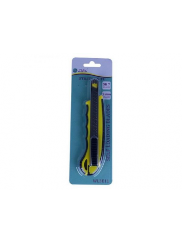 Cutter mic (9 mm) cu sina metalica, rubber grip si sistem autoblocare si inlocuire automata lama, cu 5 rezerve Willgo