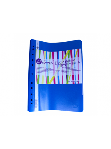 Dosar din plastic cu sina si 11 perforatii, Willgo - albastru