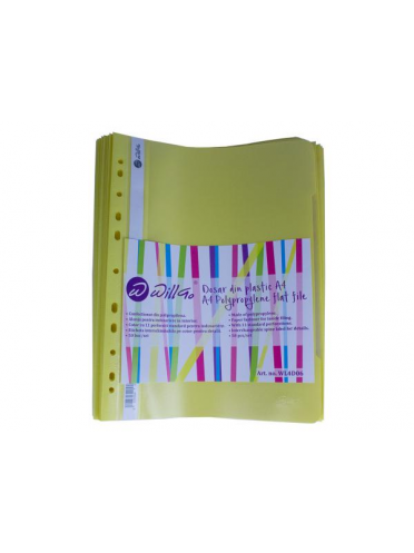 Dosar din plastic cu sina si 11 perforatii, Willgo - galben