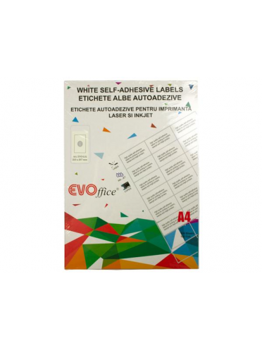 Etichete albe autoadezive pt imprimante, 1/A4, 210*297 mm, 100 coli/cutie, colturi drepte