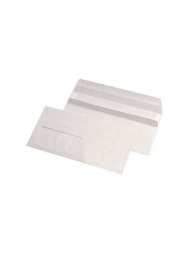 Plic DL (110*220 mm) alb, siliconic, cu fereastra stanga, 80 gr/mp, 100buc/set