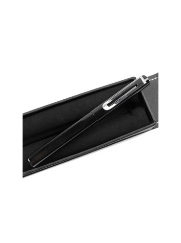 Roller metalic negru cu accesorii cromate, in cutie imitatie piele