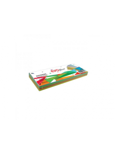 Separatoare carton color cu 2 perforatii, 160 g, 10*24 cm, 100 bucati/set,  4 culori asortate