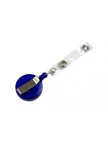 Snur retractabil cu clip pentru buzunar ecuson, plastic, diametru 32 mm, lungime max 75 cm - albastru