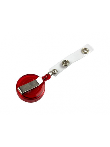 Snur retractabil cu clip pentru buzunar ecuson, plastic, diametru 32 mm, lungime max 75 cm - rosu