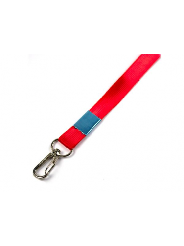 Snur textil cu carabina pentru buzunar ecuson, latime 1,5 cm, lungime 85 cm - rosu