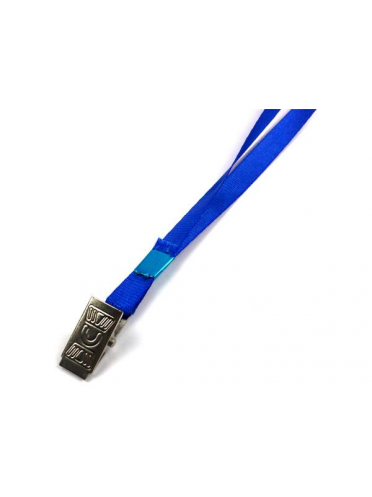 Snur textil cu clip pentru buzunar ecuson, lungime 85 cm - albastru