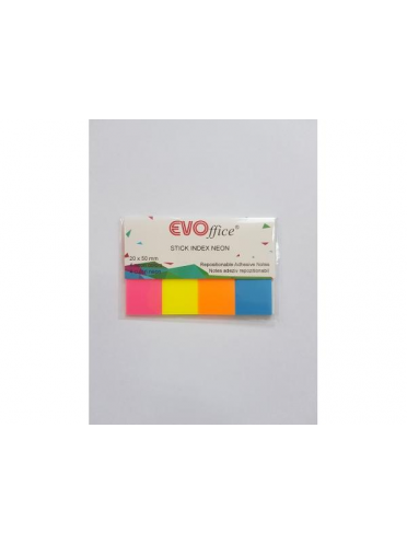 Stick index plastic 50*20mm, 4 culori neon*25 file