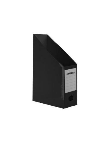 Suport carton color laminat vertical pentru documente A4, pliabil, 7cm - negru