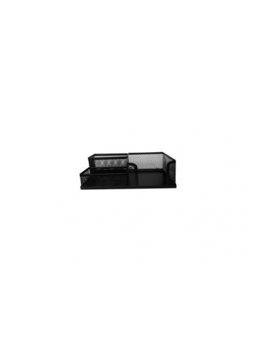 Suport metalic, 2 compartimente instrumente scris si 1 compartiment cub hartie - negru