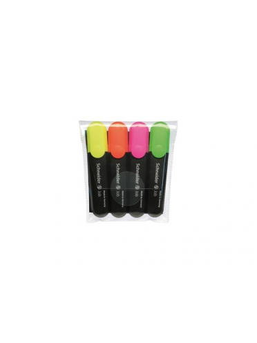 Textmarker SCHNEIDER Job, varf lat, 4 culori/set - (G, O, V, R)