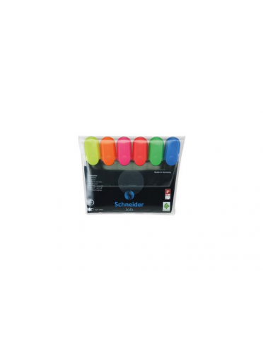 Textmarker SCHNEIDER Job, varf lat, 6 culori/set - (G, O, V, R, A, R)