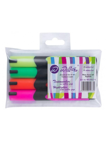 Textmarker cu grip 4 culori/set Willgo