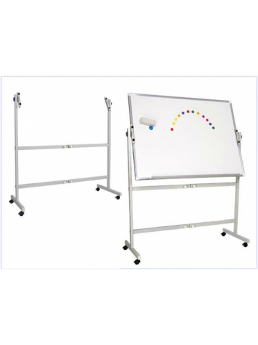 Whiteboard magnetic rotativ cu 2 fete, rama aluminiu si suport mobil 90*120 cm